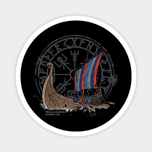 Viking ship drakkar with viking compass in the background Magnet